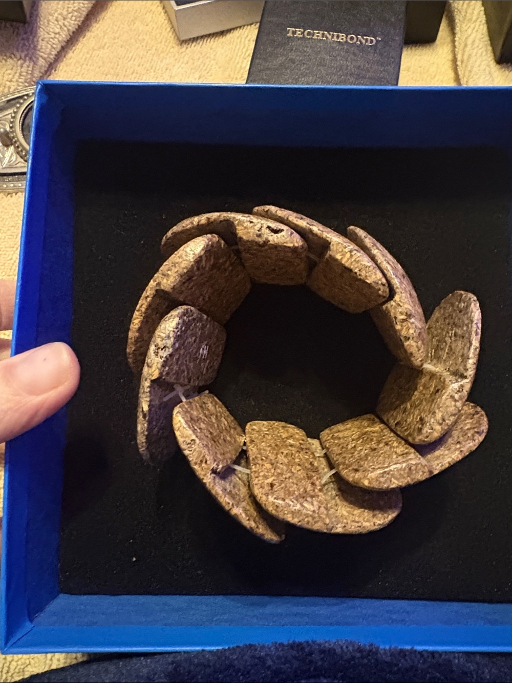 Cork Link Stretch Bracelet - Brown by